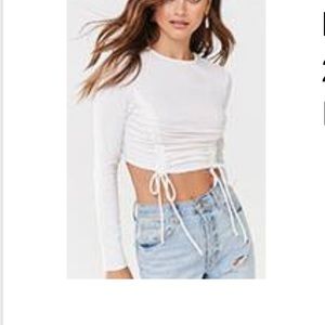 NWT white ruched crop top sz S